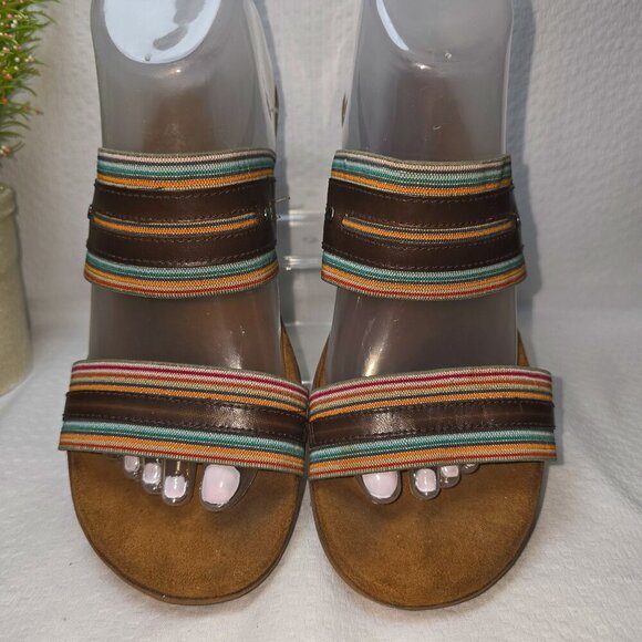 WOMENS COBB HILL BY NEW BALANCE BROWN SLIP ON WEDGE SANDAL SIZE 7.5 EUC - Picture 2 of 10